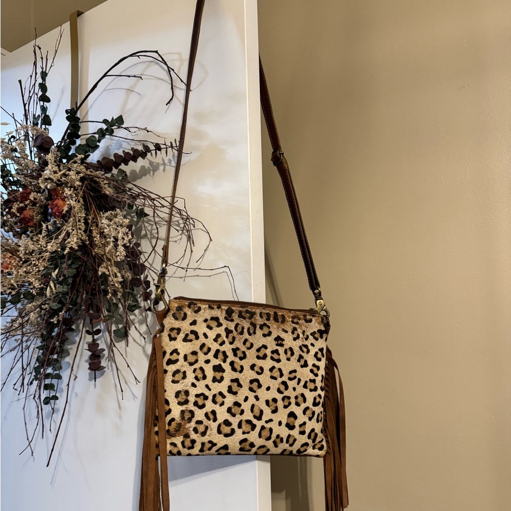 Western leopard leather purse